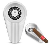 CIGARLOONG Cenicero para puros ligero y portátil, de una sola ranura, para interiores y exteriores, para decoración de interiores, viajes, patio/oficina, exterior/interior (blanco)