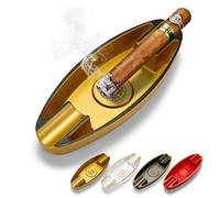 CIGARWONG Cenicero de puros con 2 soportes para puros, cenicero portátil de viaje único para exteriores e interiores