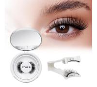 Ciglia Finte Magnetiche Naturali, Ciglia Finte Magnetiche riutilizzabili con applicatore, non c'è bisogno di colla magnetica per Ciglia QUEWEL facile da indossare e rimuovere （Set-B-1)