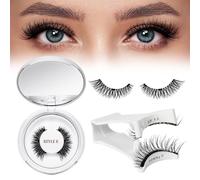 Ciglia Finte Magnetiche Naturali, Ciglia Finte Magnetiche riutilizzabili con applicatore, non c'è bisogno di colla magnetica per Ciglia QUEWEL facile da indossare e rimuovere （Style E)