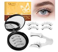 Ciglia Finte Magnetiche Naturali, Ciglia Finte Magnetiche riutilizzabili con applicatore, non c'è bisogno di colla magnetica per Ciglia QUEWEL facile da indossare e rimuovere （DH01)