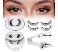 Ciglia Finte Magnetiche Naturali, Ciglia Finte Magnetiche riutilizzabili con applicatore, non c'è bisogno di colla magnetica per Ciglia QUEWEL facile da indossare e rimuovere （Set-A-2）