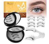 Ciglia Finte Magnetiche Naturali, Ciglia Finte Magnetiche riutilizzabili con applicatore, non c'è bisogno di colla magnetica per Ciglia QUEWEL facile da indossare e rimuovere （DH01+03)