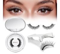 Ciglia Finte Magnetiche Naturali, Ciglia magnetiche riutilizzabili con applicatore, non necessita di colla, facile da indossare e rimuovere, Include una guida di utilizz（Set-E-1）