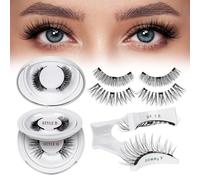 Ciglia Finte Magnetiche Naturali, Ciglia magnetiche riutilizzabili con applicatore, non necessita di colla, facile da indossare e rimuovere, Include una guida di utilizz（Set-B+H）