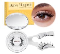 Ciglia magnetiche riutilizzabili dall'aspetto naturale con applicatore, 1 paio di ciglia magnetiche, set senza colla, ciglia magnetiche QUEWEL facili da indossare e rimuovere con istruzioni (Kit-I)