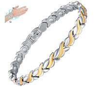 Cigmag Pulsera magnética de drenaje linfático para mujer, acero de titanio, ajustable, con herramienta de extracción y caja de regalo, 8.19 inches, Acero inoxidable