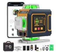 CIGMAN APP - Nivel láser de líneas cruzadas, 4 x 360 grados, autonivelante, nivel láser, con pantalla LCD, láser de líneas, láser de construcción, láser cruzado, verde para interiores (CM-S04)