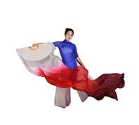 CIGPKLO Abanico De Danza del Vientre Mujer Vientre Danza Seda bambú Largo Ventilador velos Accesorios Abdominales adoración alabanza Pastel Colores Bandera Serpentina Adultos(Beige,210cm(82 Inch))