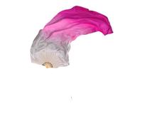 CIGPKLO Abanico De Danza del Vientre Mujer Vientre Danza Seda bambú Largo Ventilador velos Accesorios Abdominales adoración alabanza Pastel Colores Bandera Serpentina Adultos(Black,210cm(82 Inch))
