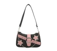 CIGPKLO Bandolera Mujer Bolsos de hombro con remaches retro y estrellas for mujer, bolso mano cadena for la axila, pequeño(Black)