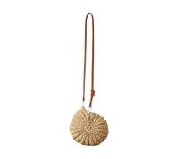 CIGPKLO Bolso de Tejida Bolso bandolera con cadena de perlas y concha caracol, bolso for mujer tejido a crochet, mano compacto elegante(B-Khaki)