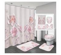 CIGPKLO Cortina de Ducha Juego de 4 Cortinas Ducha Impermeables con 12 Ganchos y Alfombrillas for el baño(Color:4)