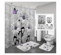 CIGPKLO Cortina de Ducha Juego de 4 Cortinas Ducha Impermeables con 12 Ganchos y Alfombrillas for el baño(Color:13)