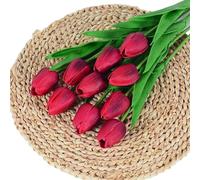 CIGPKLO Flores Artificiales Decoracion Ramo de Flores tulipán Artificiales, Flor Falsa Espuma PE Tacto Real for decoración Boda, jardín y hogar, 5/10 Uds(A-11,10pcs)