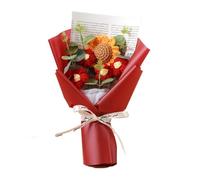 CIGPKLO Flores de Ganchillo Ramo de Flores Artificiales Ganchillo Hecho a Mano for Aniversario, Girasol, Margarita, día la Madre, cumpleaños(Red)