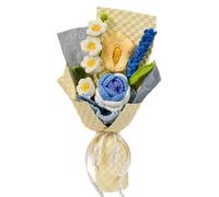 CIGPKLO Flores de Ganchillo Ramo de Rosas Azules Crochet Hecho a Mano, Ramos Flores for Hombre, Día la Madre, del Padre, San Valentín, cumpleaños