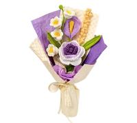 CIGPKLO Flores de Ganchillo Ramo de Rosas moradas Crochet Hecho a Mano, Ideal for el Día la Madre, del Padre, San Valentín y cumpleaños