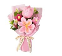 CIGPKLO Flores de Ganchillo Ramo de Tulipanes Crochet Hecho a Mano for el Día la Madre, Navidad, Acción Gracias, graduación, Regalo Tela, decoración del hogar(Pink)