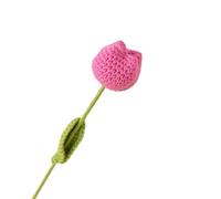 CIGPKLO Flores de Ganchillo Tulipán Artificial Terminado, Flor de simulación, Tejido a Mano, decoración del hogar, Boda, a, Crochet, Floral Falso(Rose Red)