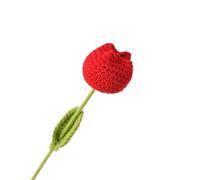 CIGPKLO Flores de Ganchillo Tulipán Artificial Terminado, Flor de simulación, Tejido a Mano, decoración del hogar, Boda, a, Crochet, Floral Falso(Red)