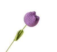 CIGPKLO Flores de Ganchillo Tulipán Artificial Terminado, Flor de simulación, Tejido a Mano, decoración del hogar, Boda, a, Crochet, Floral Falso(Purple)