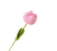 CIGPKLO Flores de Ganchillo Tulipán Artificial Terminado, Flor de simulación, Tejido a Mano, decoración del hogar, Boda, a, Crochet, Floral Falso(Pink)