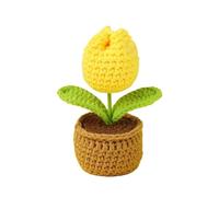 CIGPKLO Flores de Ganchillo Tulipán Tejido a Crochet en Maceta de 12 cm, miniplantas rellenas, decoración Mesa for el hogar, for mamá, San Valentín, Navidad y graduación(Color-06)