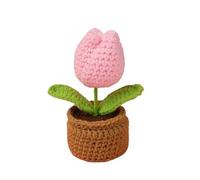 CIGPKLO Flores de Ganchillo Tulipán Tejido a Crochet en Maceta de 12 cm, miniplantas rellenas, decoración Mesa for el hogar, for mamá, San Valentín, Navidad y graduación(Color-07)