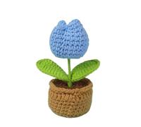 CIGPKLO Flores de Ganchillo Tulipán Tejido a Crochet en Maceta de 12 cm, miniplantas rellenas, decoración Mesa for el hogar, for mamá, San Valentín, Navidad y graduación(Color-08)