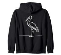 Cigüeña Arte Lineal Observador de Aves Sudadera con Capucha