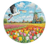 Cigüeña Blanca 1000 Piezas Puzzles pájaro Circular Puzzle para Adultos Y Niños Regalos Originales Juegos De Puzzle Intelectual Desafío 1000pcs (67.5x67.5cm)