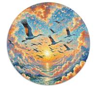 Cigüeña Blanca 1000 Piezas Puzzles pájaro Rompecabezas Redondo para Niños Adultos Regalos Originales Juegos De Puzzle Intelectual Desafío 1000pcs (67.5x67.5cm)