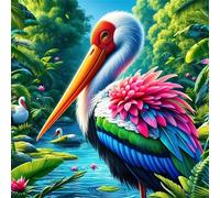 Cigüeña Blanca del Lago de la Jungla Puzzle de 500 Piezas,45x45 cm Rompecabezas DIY,Entretenimiento Creativo,Rompecabezas para Adultos,Juego de Habilidad para Toda la Familia