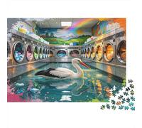 Cigüeña Blanca Escena Lavandería Puzzle de 1000 Piezas Juego de Puzzle Papel para Adultos Relajación Decoración Regalo Hogar 70x50cm/1000pcs