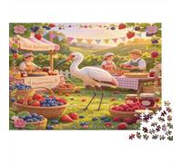 Cigüeña Blanca Mercado Rural Puzzle de 1000 Piezas Papel para Adultos Escena de Mercado Campestre Puzzle para Toda la Familia Relajación Decoración 52x38cm/1000pcs