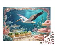 Cigüeña Blanca Submarina Puzzle de 1000 Piezas Papel para Adultos Escena de Pasteles Puzzle para Toda la Familia Decoración Regalo 38x26cm/1000pcs