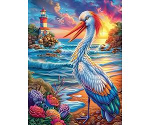 Cigüeña Cerca de Faro costero Puzzles 500 Piezas Maquetas Educativas Avanzadas Paisaje Ciencia ficción Desafío Intelectual para Familia DIY Creativo Construir Juguete Educativo 500 PCS