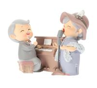 Ciieeo 1 Juego Adornos De Abuelita Anciano Estatuilla del Día De San Valentín Adorno De Pastel De Aniversario Abuelo Figura De Comedor Novia Nieto Resina Sintética