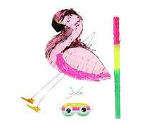 Ciieeo 1 juego Piñata Flamenco Tropical para Cumpleaños Decoración de Fiesta de Verano con Bastón y Ojo Vendado Bodas y Showers