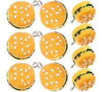 Ciieeo 10 Piezas Colgante de Hamburguesa de Resina Amarillo, Ligero y Resistente a Deformaciones, Adecuado como Llavero o Adorno para Bolsa Diseño Creativo y Estilo Moderno