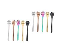 Ciieeo 10 piezas Cucharas Inoxidable con Diseño Patas de Gato y Perro Cucharillas para y Servir Postres Café Uso Hogar y Restaurante Colores Natural Dorado Rosa y Negro
