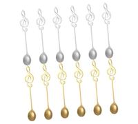 Ciieeo 12 cucharaditas de acero inoxidable con forma de nota elegantes y pequeñas cucharas para mezclar café, postre, leche y nido de pájaros, utensilios de agitación creativos portátiles para el