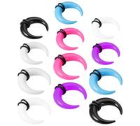 Ciieeo 12 Piezas de Anillos para Tabique Nasal y Dilatadores de Oreja Acrílicos Kit de Estiramiento de Medidores 2Mm y 3Mm Colores Transparente y Morado Uso Unisex para