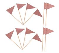 Ciieeo 12piezas Palillos Para Decorar Pasteles Forma De Triángulo Color Dorado Brillo Rosa Para Bandejas De Queso Fiestas Postres y Decoraciones De Frutas Restaurantes