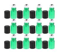 Ciieeo 15 Piezas Botella Roll-on Vacía Botellas Rodillo para Aceites de Vidrio Verde 2ml Recargable a Prueba de Fugas para Perfume y Fragancias, Oficina y Hogar