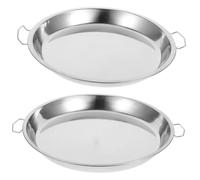 Ciieeo 2 bandejas grandes de acero inoxidable para hornear, bandejas grandes para servir alimentos, bandeja de verduras para cocinar al vapor, plato de acero inoxidable, plato de pescado plateado
