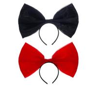 Ciieeo 2 Diademas Cabello Lazo Rojo de Plástico, Accesorios Multiusos y Adorables para Fiesta y Disfraces, Ideales para Niñas