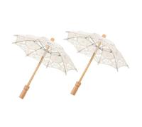 Ciieeo 2 Paraguas Nupciales de Encaje Bordado Sombrillas Decorativas Color Marfil Diámetro 15 CM Accesorios para Fotografía y Bodas Ideales para Novias y Fiestas