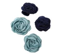 Ciieeo 2 Pares Adornos de Flores de Tela para Zapatos 6 Cm Decoración de Zapato Flor de Té Quemada en Azul Oscuro y Verde Azul Nilo Casuales y Eventos